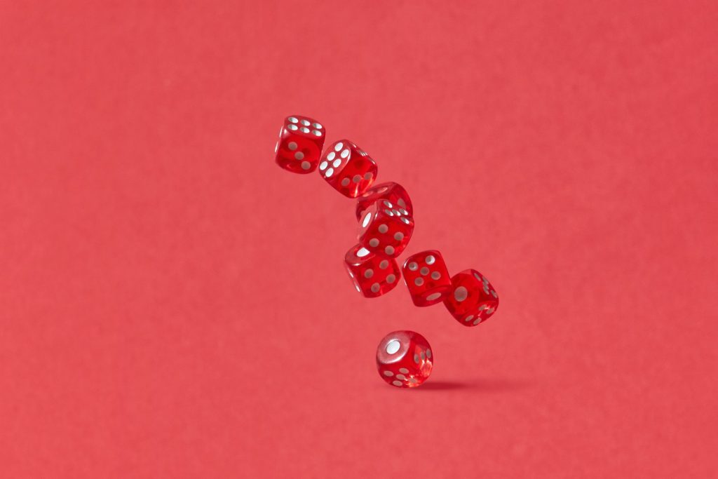 Dice symbolizing probability and randomness in sports betting
