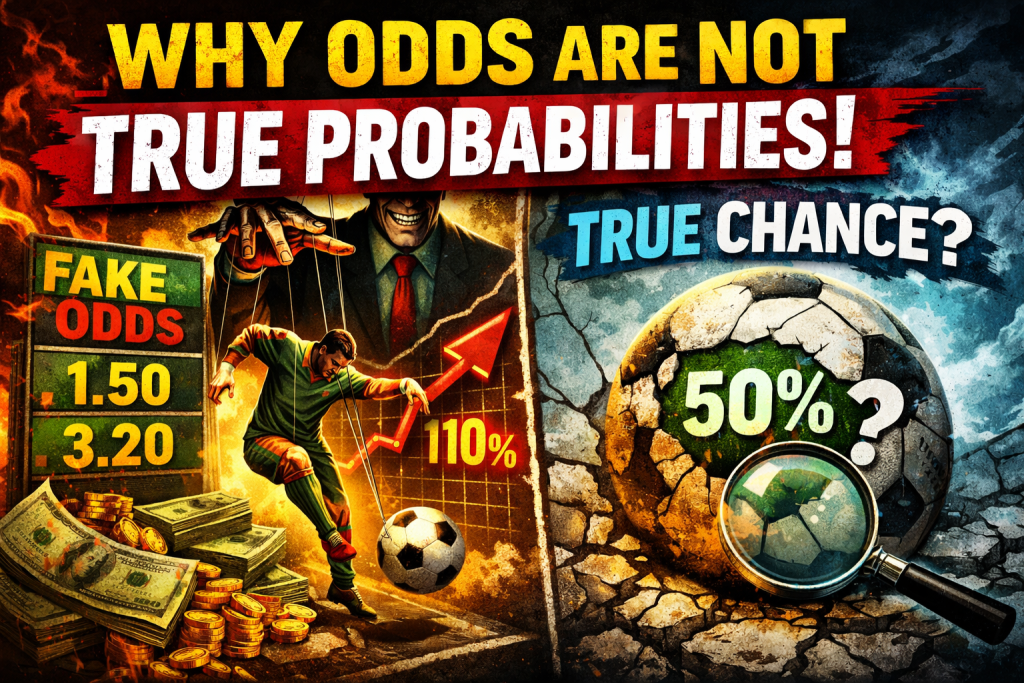 Chart showing why odds are not true probabilities once bookmaker margin is added