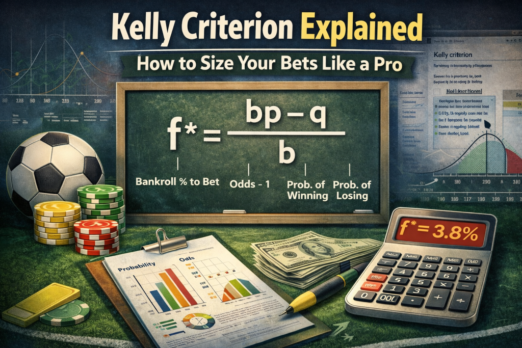 kelly criterion betting stake sizing formula illustration
