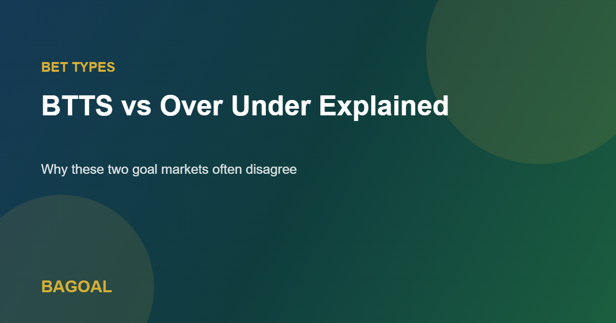 BTTS vs Over Under - both teams to score and total goals markets explained - BAGOAL